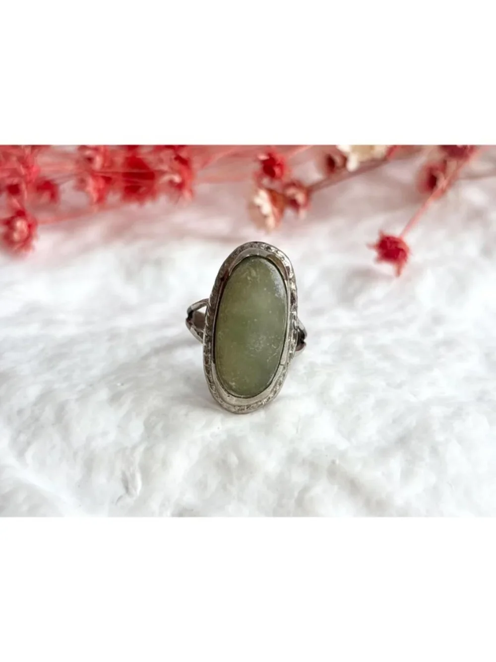 Connemara Marble Ornate Split Shank Sterling Silver 925 Vintage Ring - sz 5.5